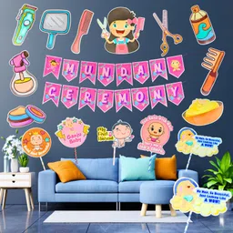 My First Hair Cut Decoration Combo | Pink Mundan Sanskar Decoration-image-12