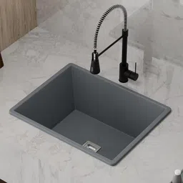 hisre Quartz Kitchen Sink 21x18x9 Inch Gray Deep Single Bowl Undermount Drop-in QKS-21X18X9-GRY (Gray) Top Mount-picture-40