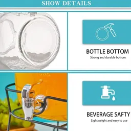dsrpc 8L Glass Juice Mason Jar Glass Water Dispenser Glass Pitcher with Stand Bottled Water Dispenser image 4