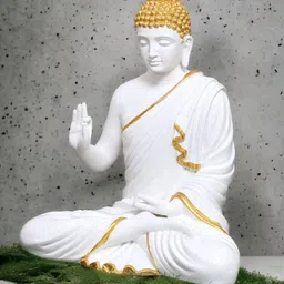 kalkas enrerprises 2 Feet White Buddha Statue - Decor for Home, Garden, and Meditation Spaces Decorative Showpiece - 70 cm image 3