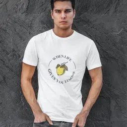 sharnika Men Solid Round Neck Polycotton White T-Shirt image 1