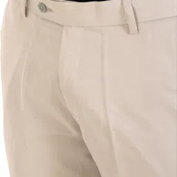 elanhood Men Regular Fit Cream Cotton Blend Trousers image 4