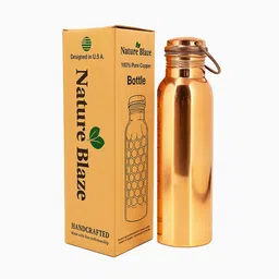 Nature Blaze Pure Copper Water Bottle with Hook | Leak-Proof Ayurvedic Flask 1000 ml Water Bottle-picture-24