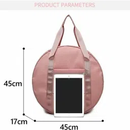 aahanshoppe 30 L Gym Duffel Bag - Round Multipurpose Bags for Women Duffel with Shoes Compartment Traveling Sports - Black image 4