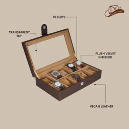 newsparsh JIya Watch Box 10 Slots, Watch Jewellery Display Storage Box Case Organiser Watch Box image 2