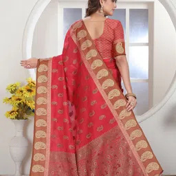 ishika fab Woven Chanderi Handloom Art Silk Saree image 5