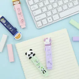 alokik enterprise YoYo Unicorn Push Pull Eraser | Cute Cartoon Unicorn Eraser for Kids Stationery Non-Toxic Eraser image 4