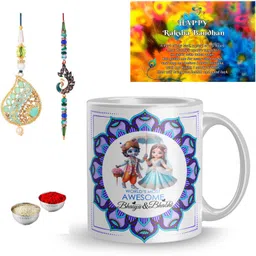 dreamlivproducts Designer KRSN-1-MUG-YQ-TH Mauli Thread Rakhi Set-picture-23