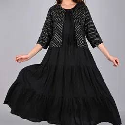 sheffali creation Women Layered Black Midi/Calf Length Dress-picture-19