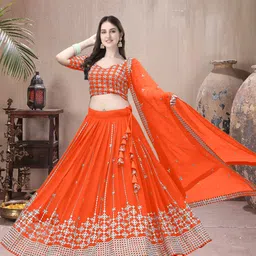 f plus fashion Embroidered Semi Stitched Lehenga Choli-picture-19
