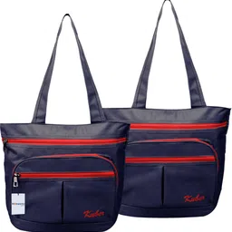 homestic Shopping Bag for Grocery|4 Compartment|Handle Shoulder Bag|Pack of 2|Navy Blue Pack of 2 Grocery Bags-picture-19
