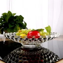 pkmsho Glass Vegetable Bowl Crystal Clear Glass_Dry Fruit Bowl Platter Tray_Transparent 9 inch 500ml. Disposable image 5