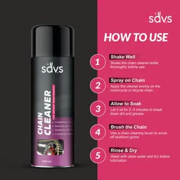 savs Chain Cleaner + Chain Lubricant + Bike & Car Polish With Cleaning Brush Best Cleans | Shines & Protects Chain | Dashboard Interior & Exterior Cleaning | Chain Oil image 4