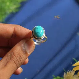 maitri export Natural Gemstone Crystal Stone Turquoise Oval Ring For Men And Wome Stone Crystal Ring image 4