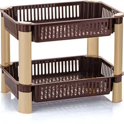 umax U-MAX Multi-Purpose Kitchen Storage Rack For Kitchen & Office (Brown, 2-Tier) Plastic Kitchen Trolley-picture-17