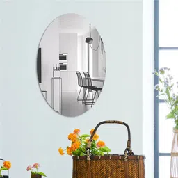 wolkwogg 15 cm Self Adhesive Decorative Bathroom Mirror (OVAL SHAPE)) Bathroom Mirror Self Adhesive Sticker-picture-10