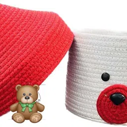 jute nest 3 L Red Laundry Stool/Storage image 2