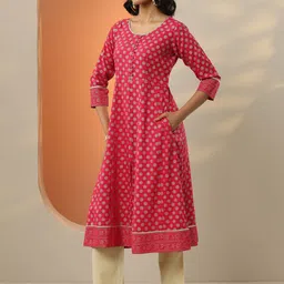 libas Women Printed Viscose Rayon A-line Kurta image 3