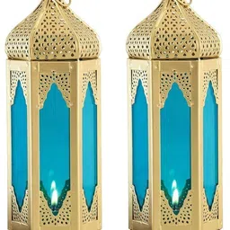 winscrafts Morrocan Blue Iron Table Lantern-picture-24