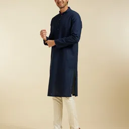 diwas by manyavar Men Self Design Cotton Blend Straight Kurta image 4