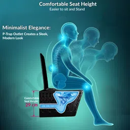 plantex Ceramic Wall Hung Commode for Toilet/Rimless Western Commode/Square Commode with Soft Closing Toilet Seat - P Trap Western Commode image 5