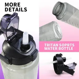 jhalakriti Portable Wide Mouth BPA Free Motivational pack of 3 Transparent Water Bottle 3200 ml Water Bottles image 4