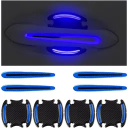 colorsole Blue Reflective Car Door Cup Protectors 8PCS Carbon Fiber Style Car Reflector Light-picture-13