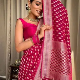 fab woven Woven Banarasi Silk Blend Saree image 5