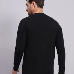 monte carlo Men Self Design V Neck Black Sweater image 4