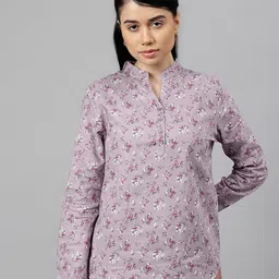 Hancock Floral Printed Pure Cotton Cambric High Low  Formal Top-picture-34