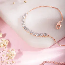 Zavya Women 925 Sterling Silver Rose Gold-Plated Link Bracelet-picture-57