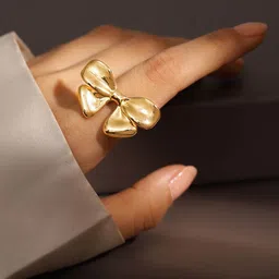 Rubans Voguish 18K Gold Plated Bow Design Openable Adjustable Statement Ring-picture-42