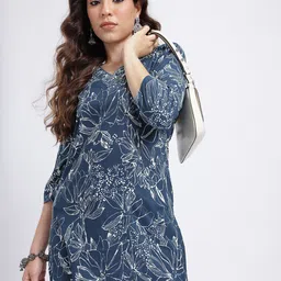 Anouk Rustic Floral Print Mirror Work & Embroidered Detail Floral Kurta-picture-36