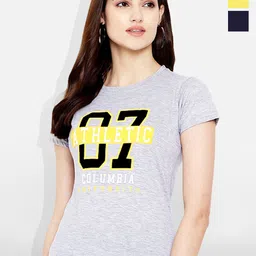 Fabflee Women Multicoloured Typography 4 Printed V-Neck Applique T-shirt-picture-33