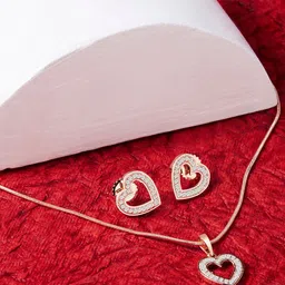 Zaveri Pearls Rose Gold-Plated Cubic Zirconia Studded Jewellery Set-image-26