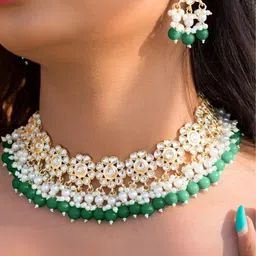 I Jewels Gold-Plated Stone-Studded & Artificial Beaded Jewellery Set-image-61