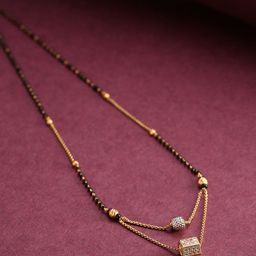 Priyaasi Black Gold-Plated AD-Studded & Beaded Layered Mangalsutra-picture-16