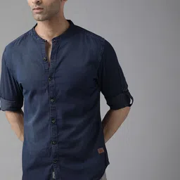 Roadster Men Navy Blue Cotton Opaque Denim Sustainable Casual Shirt-picture-23