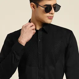 Hancock Men Tuxedo Quilted Satin Pure Cotton Slim Fit Formal Shirt-image-28