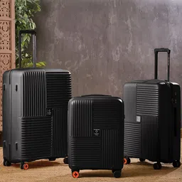 Nasher Miles Singapore Polypropylene Set of 3 S/M/L Black Trolley Bags-picture-17