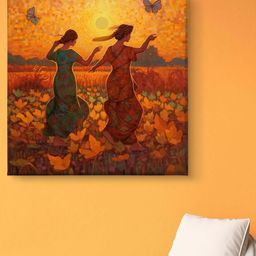 Myntra Elegant Homes Yellow & Green Women Printed Canvas Wall Art-picture-6
