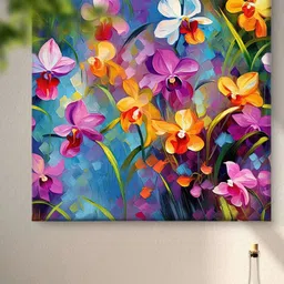 Myntra Elegant Homes Blue & Purple Floral Printed Canvas Wall Art-image-93