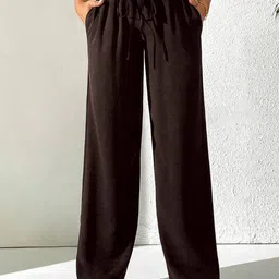 BAESD Women Relaxed High-Rise Non Iron Organic Cotton Parallel Trousers-picture-27