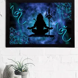 eCraftIndia Blue & Black Lord Shiva Satin Matt Texture UV Wall Art-image-75