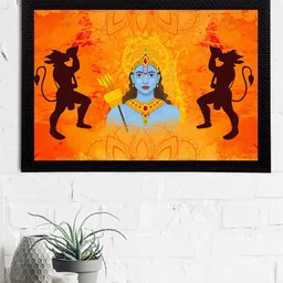 eCraftIndia Orange & Brown Lord Ram Satin Matt Texture UV Wall Painting-picture-10