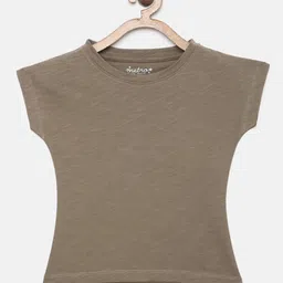 METRO KIDS COMPANY Girls Khaki Brown Solid Pure Cotton Regular Crop Top-picture-58