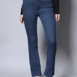 High Star Women Blue Bootcut High-Rise Clean Look Stretchable Jeans-picture-24