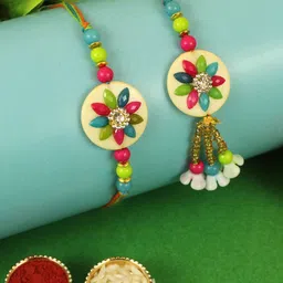 TIED RIBBONS Multicoloured Rakhi with Card Roli Chawal & Potli Bag Gift Set-picture-48