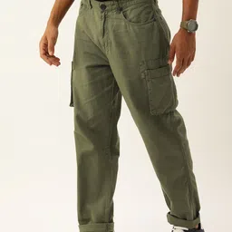 Bene Kleed Men Pure Cotton Solid Straight Fit Cargos Trousers image 2
