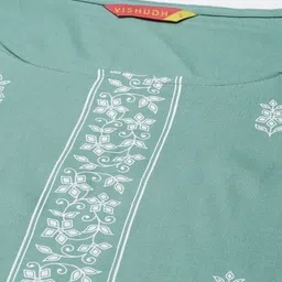 Vishudh Women Sea Green Ethnic Motifs Printed Kurta with Palazzos & Dupatta image 2